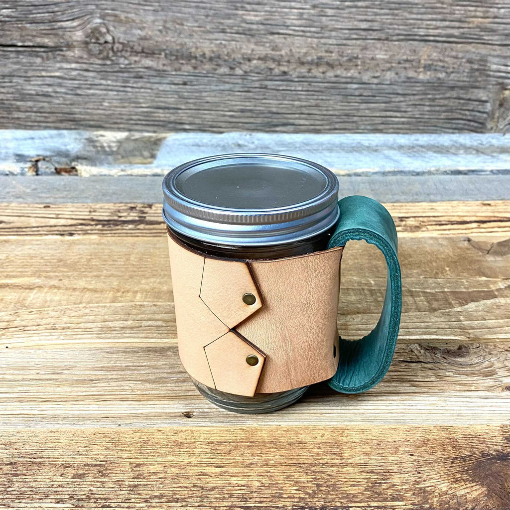 Leather Handle Sunrise Mason Jar Mug - This Farm Wife