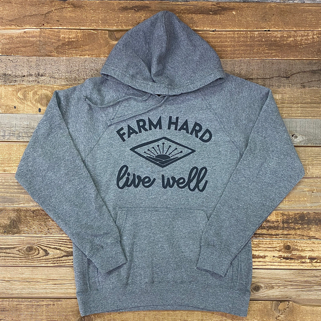 UNISEX Farm Hard, Live Well Hoodie - Nickel - This Farm Wife