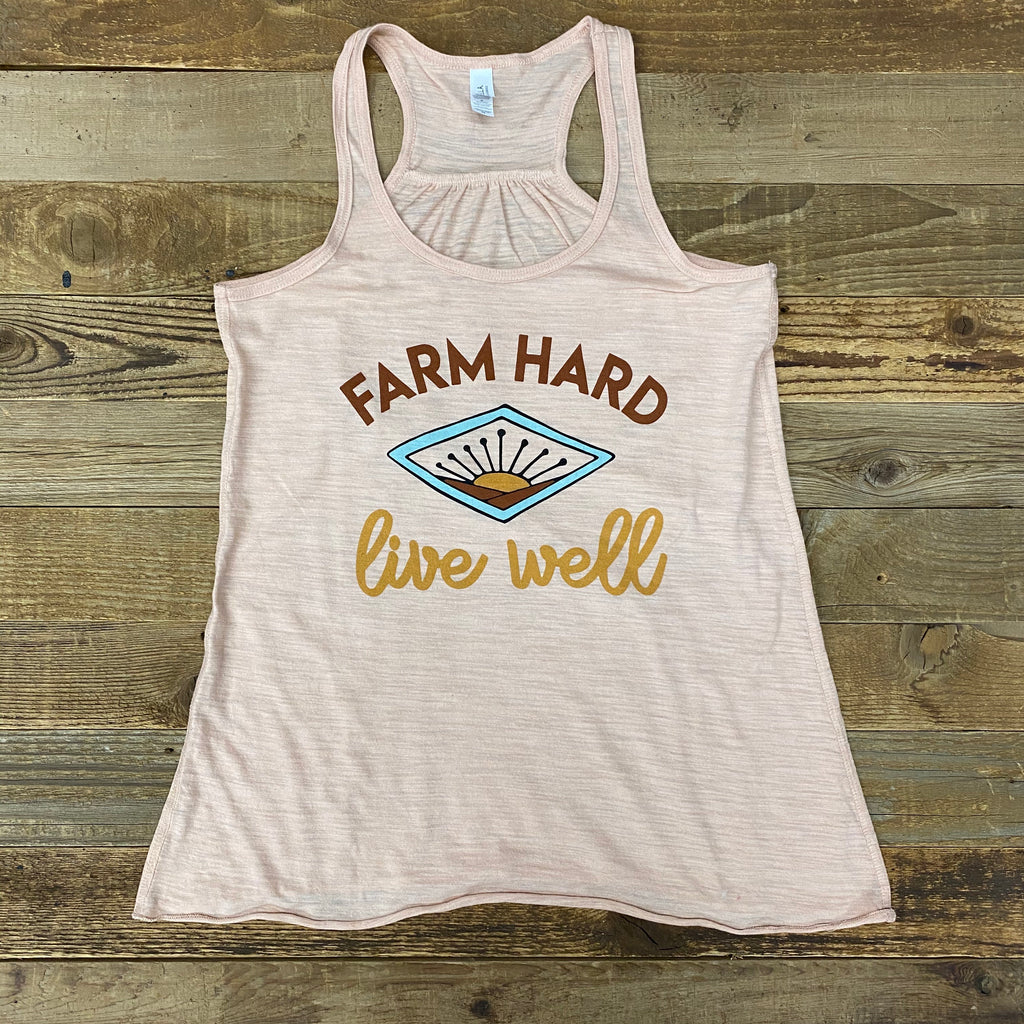 Women's Farm Hard, Live Well Tank - Peachy - This Farm Wife