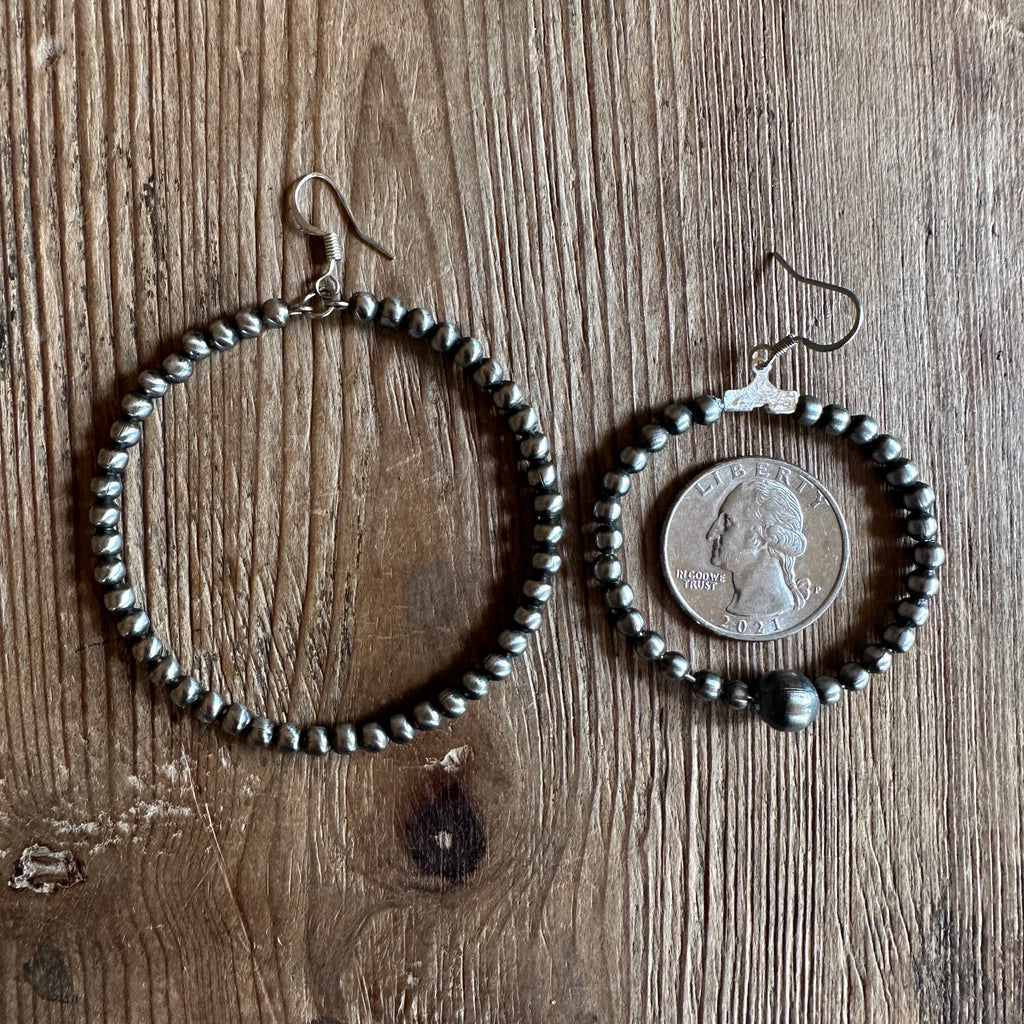 4mm Navajo Style Pearl Earrings - Hoops