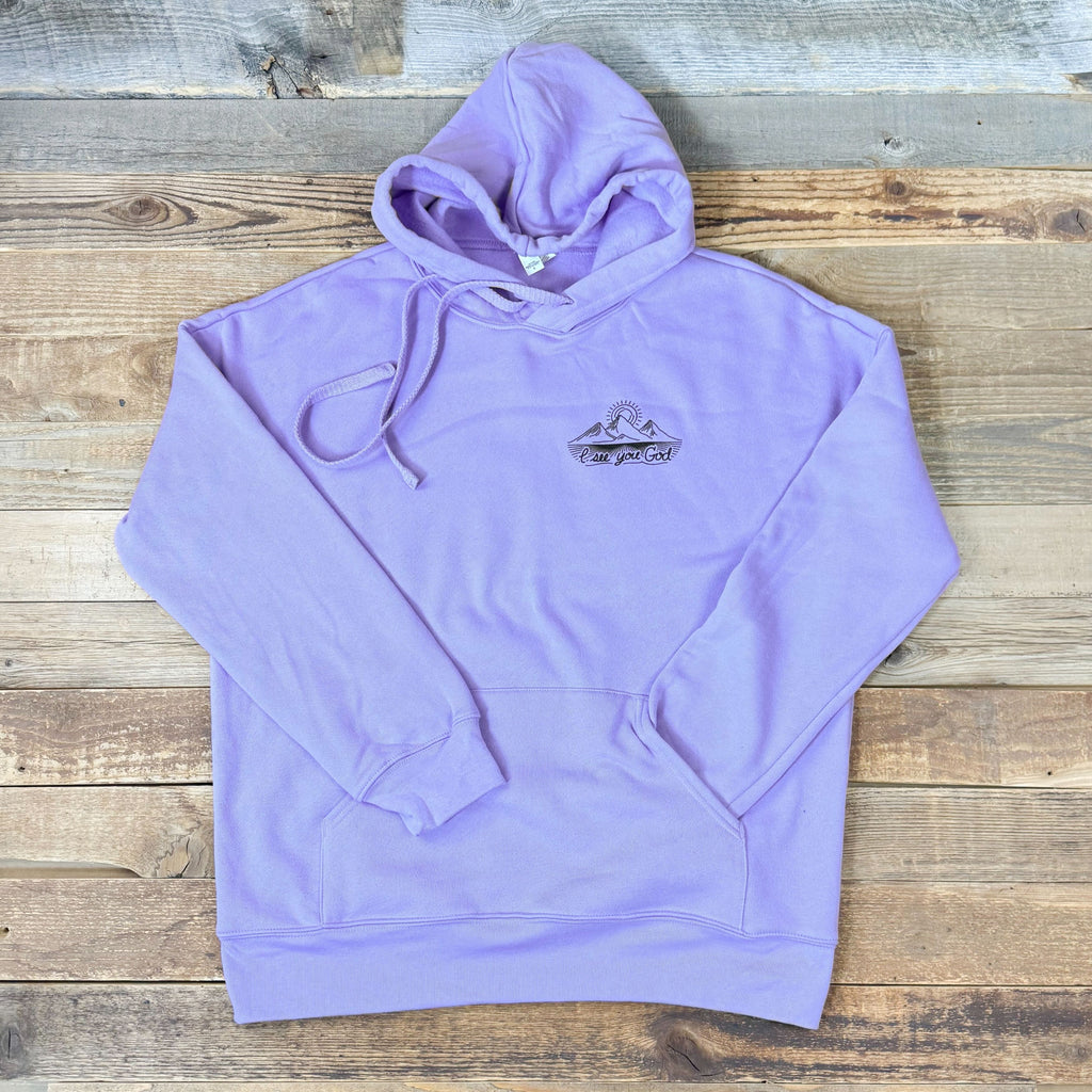 I See You God Mountainscape Hoodie - Dark Lavender