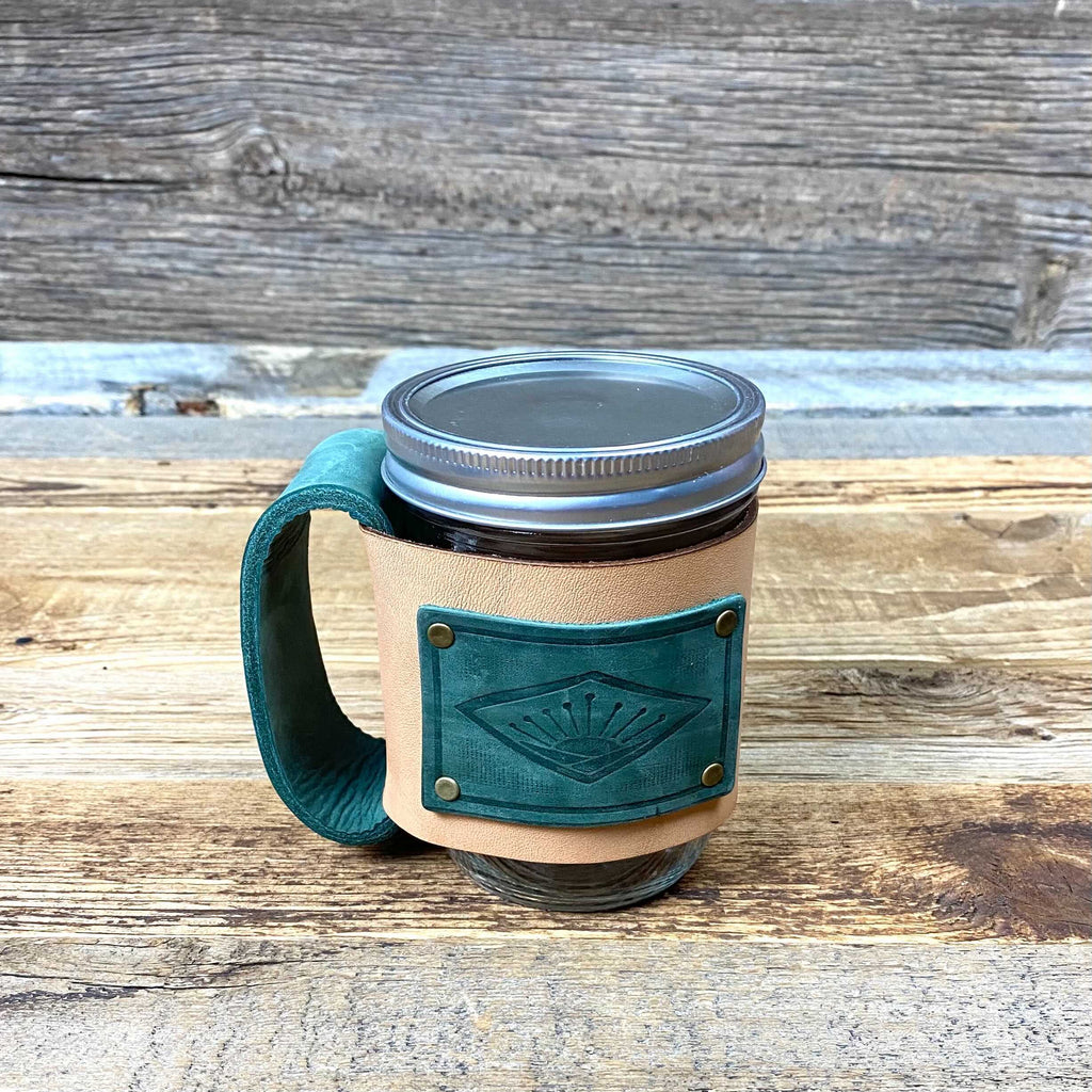 Leather Handle Sunrise Mason Jar Mug - This Farm Wife