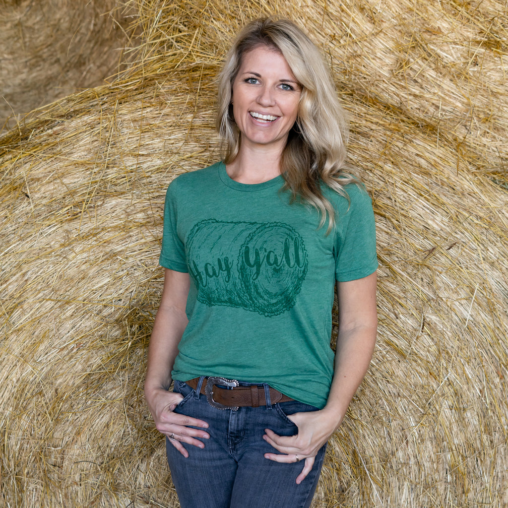 Hay Y'all Tee - Grass Green - This Farm Wife