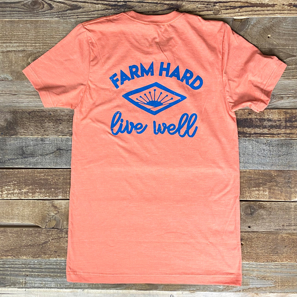 Farm Hard Live Well Tee - Heather Orange - This Farm Wife