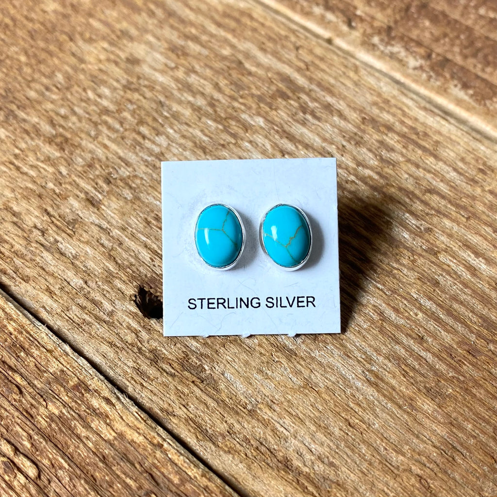 Sterling Silver Turquoise Studs - This Farm Wife