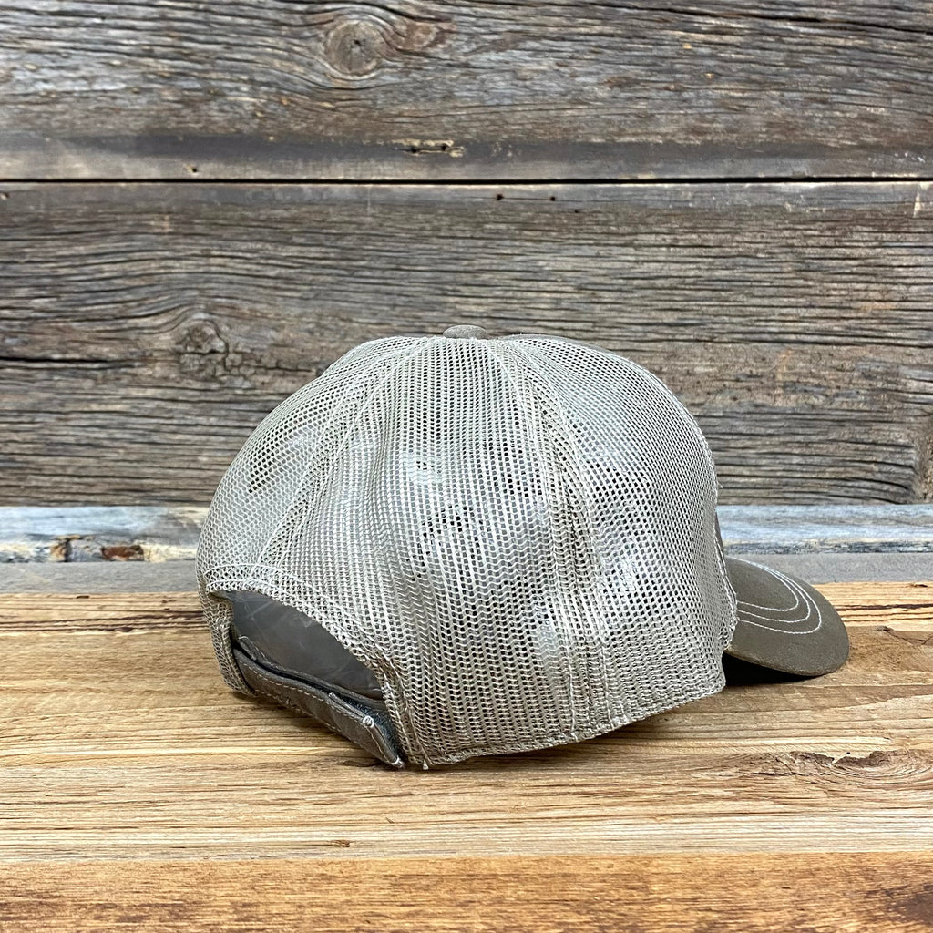 NEW Weathered Sunrise Green Leather Patch Hat - Dark Khaki - This Farm Wife