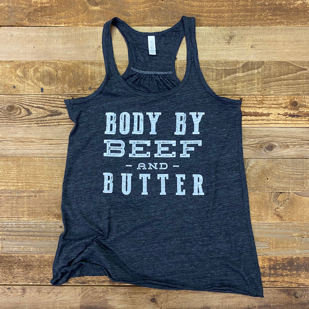 Women’s Body By BEEF and BUTTER Jersey Tank - Charcoal - This Farm Wife