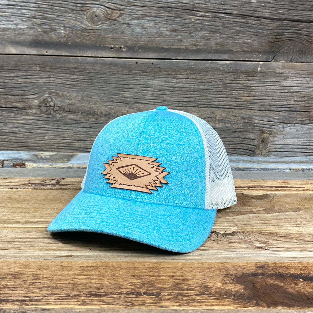 Sunrise Aztec Leather Patch Trucker Hat - This Farm Wife