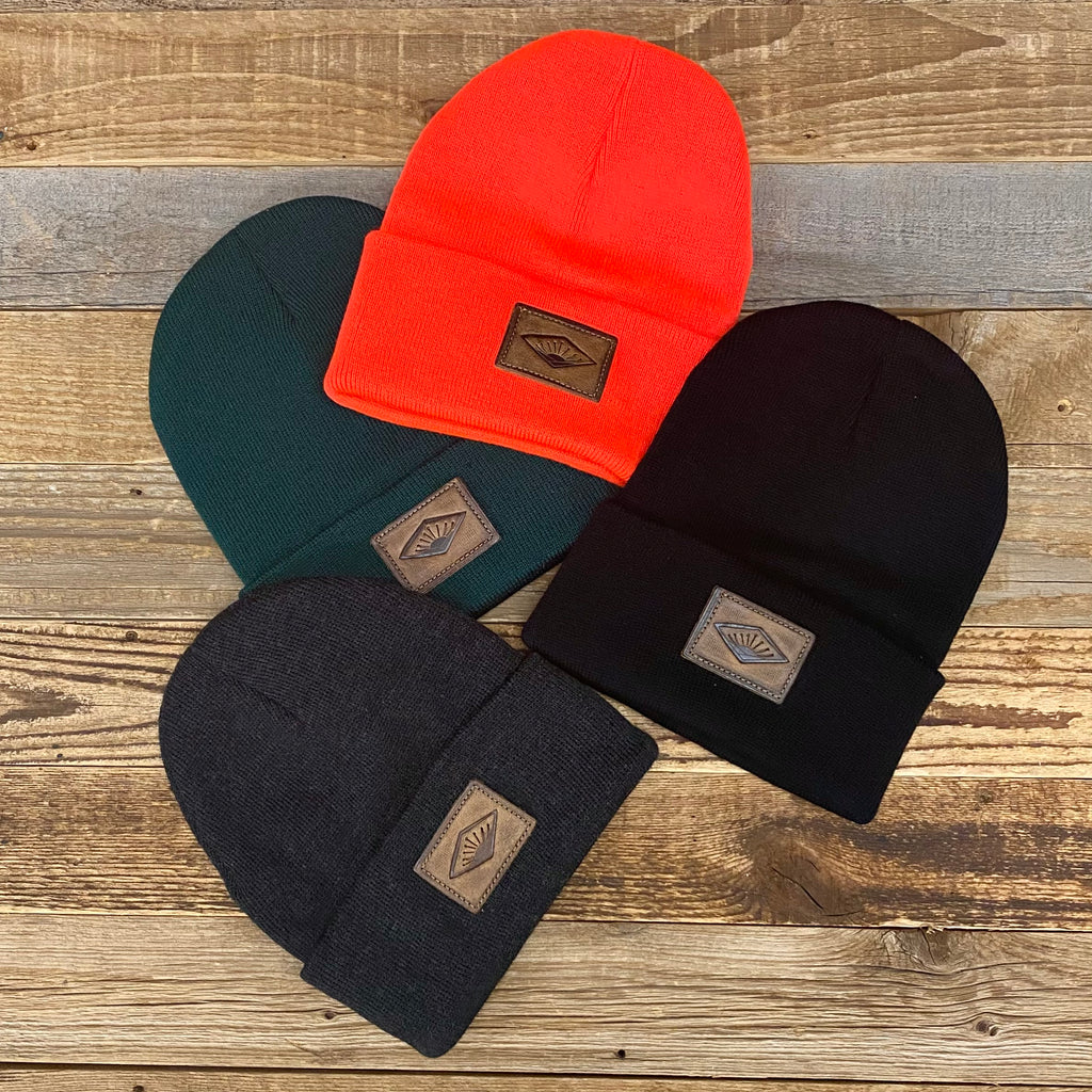 The Sportsman Sunrise Leather Patch Beanie | This Farm Wife