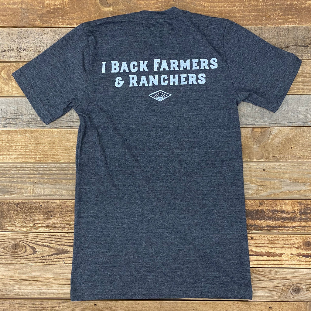 I Back Farmers & Ranchers Tee - Dark Heather Grey - Made in USA 🇺🇸 - This Farm Wife